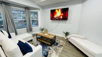 TV, fireplace, offices