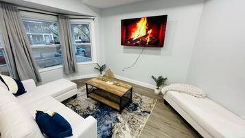 TV, fireplace, offices