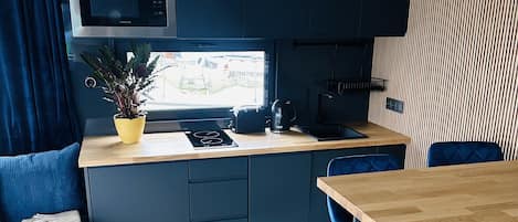 Microondas, horno, placa de cocina y lavavajillas
