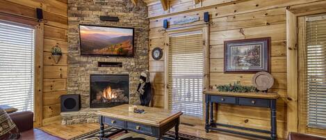 Télévision, cheminée, jeux vidéo