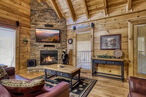 TV, fireplace, video games