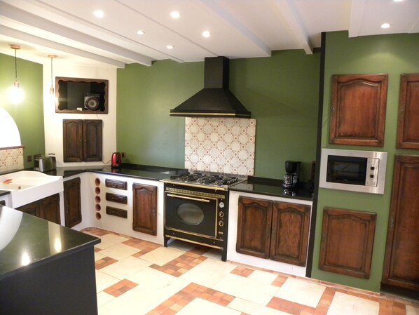 Fridge, microwave, oven, electric kettle