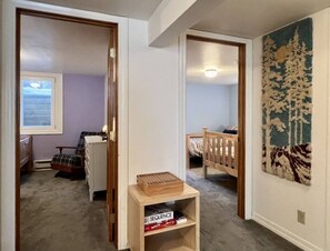 4 bedrooms, desk, iron/ironing board, travel crib