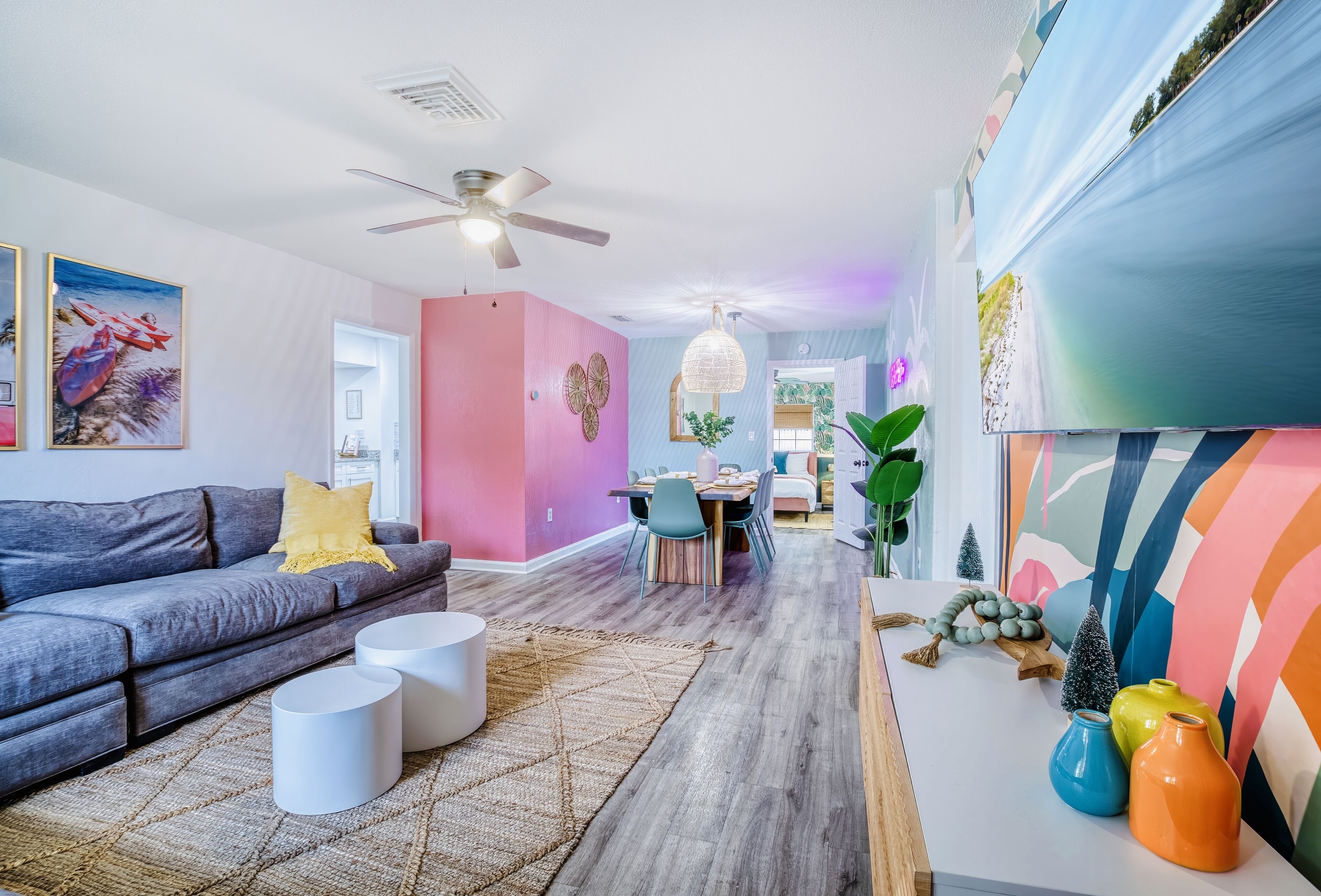 Smart TV, fireplace, video games