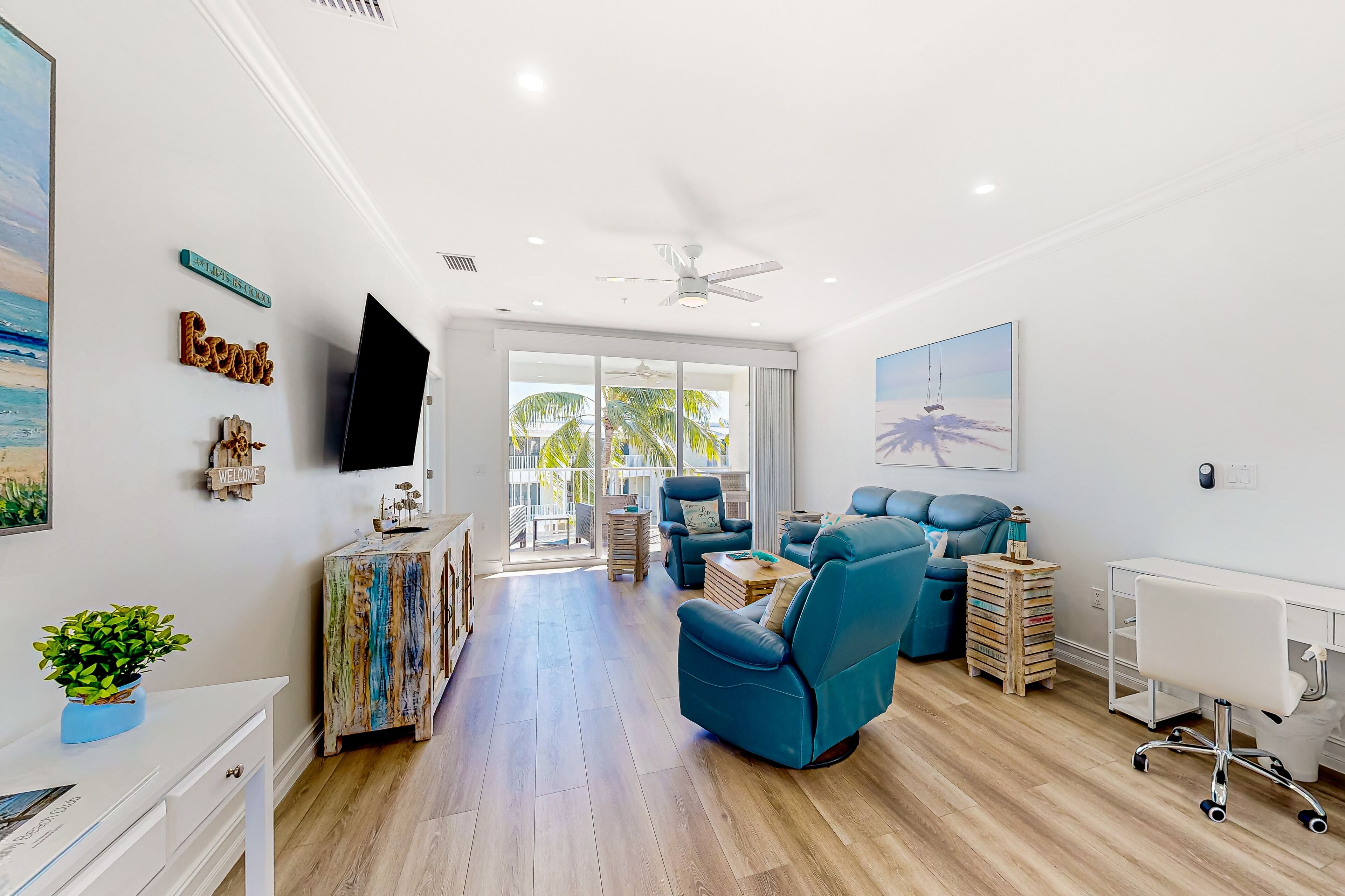Vibrant, waterfront condo with ocean views, outdoor pool, & beach access