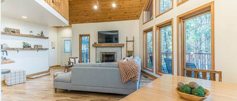 Smart TV, fireplace, video games