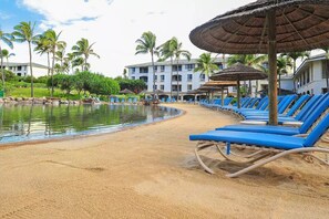 Outdoor pool, a heated pool - POIPU RESORT, sand POOL, daily fresh towel exchanges, turtles, cascading ponds (Koloa)