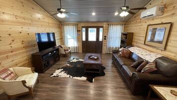 Smart TV, DVD player, books, video library