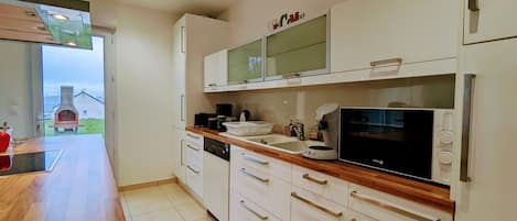 Fridge, microwave, dishwasher