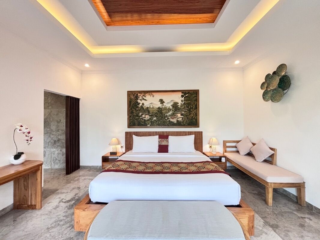 Rice Field View Private Pool Villa | Pillow-top beds, minibar, desk, laptop workspace