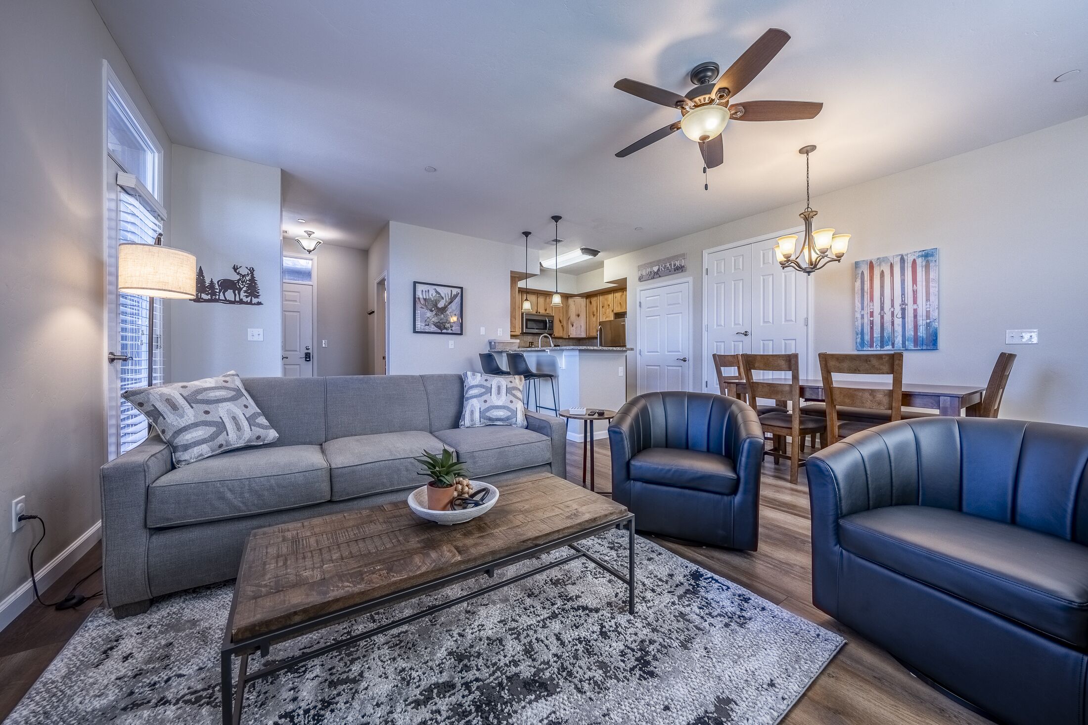 Smart TV, fireplace, offices, computer monitors