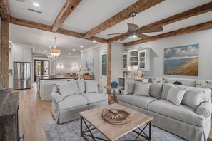 Smart TV, fireplace, DVD player