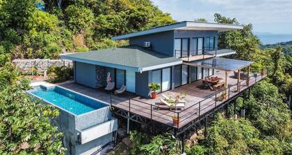 Villa with Stunning Isla Tortuga Ocean View, Near Curu Park & Ferry in Blue Zone