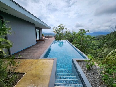 Villa with Stunning Isla Tortuga Ocean View, Near Curu Park & Ferry in Blue Zone