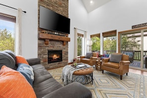 Smart TV, fireplace, video games, table football