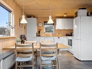 Fridge, oven, dishwasher, high chair