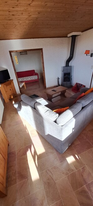 Fernseher, Kamin, Tischtennisplatte, Bücher