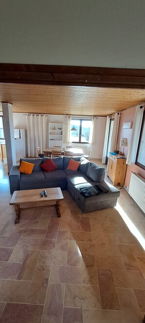 Una televisión, una chimenea, una mesa de tenis de mesa, libros