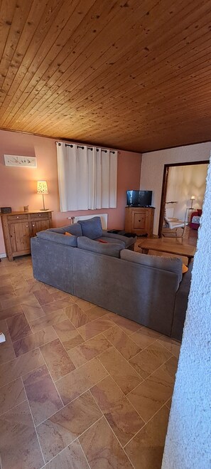 Fernseher, Kamin, Tischtennisplatte, Bücher