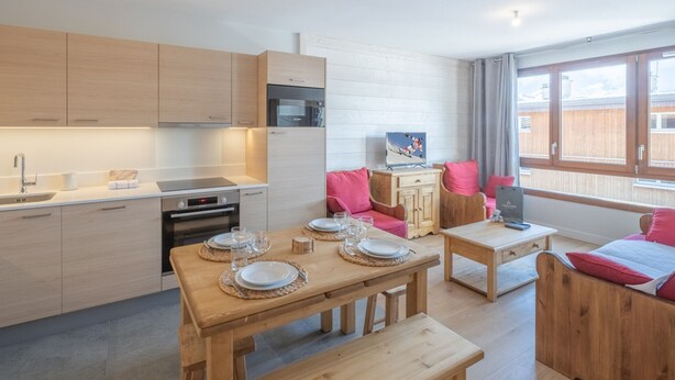Private kitchen - 2-room apartment with parking in luxury residence in Alpe d'Huez (Huez)