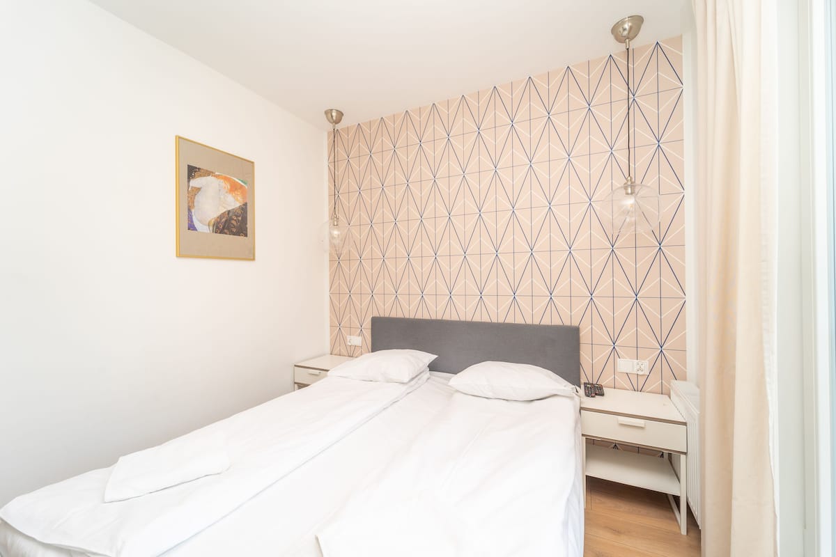 Studio Suite | Desk, blackout curtains, soundproofing, iron/ironing board