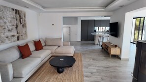 Smart TV y chimenea 