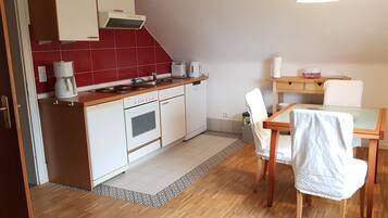 Fridge, oven, dishwasher, coffee/tea maker