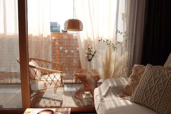 Deluxe Apartment | Living room | 42-inch TV with digital channels, heated floors