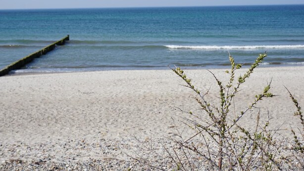 A beach with a clear view of the ocean and a rocky shoreline. - Der Zweckmäßig Ausgestattete Bungalow in Börgerende mit ca. 42 qm Wohnfläche Verfügt Über Eine gut Abgeschirmte Sonnenterrasse in Süd-/westlage (Börgerende)