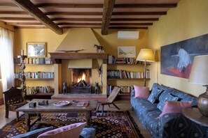 TV, lareira, DVD player