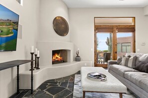 TV, fireplace