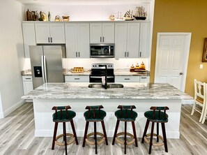 Fridge, microwave, oven, dishwasher