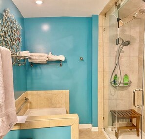 Secadora de cabello, toallas, jabón, shampoo