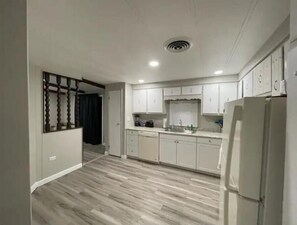 Fridge, microwave, dishwasher, toaster