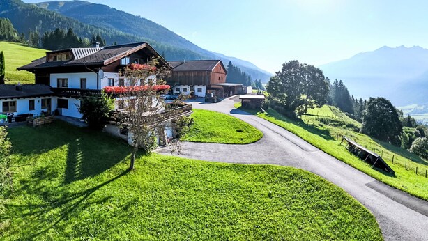 A traditional Alpine house with a sloped roof, surrounded by lush green fields and mountains in the background. - Ferienhaus Taubenstein by Interhome (Neukirchen am Großvenediger)