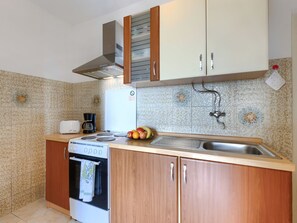 Fridge, microwave, oven, toaster