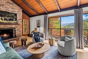 Smart TV, fireplace, video games, music library