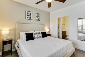 1 bedroom, desk, iron/ironing board, travel crib