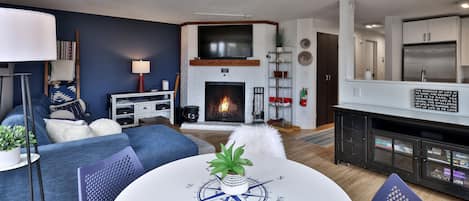 TV, fireplace, DVD player