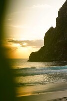 Private beach, white sand, sun loungers, beach towels