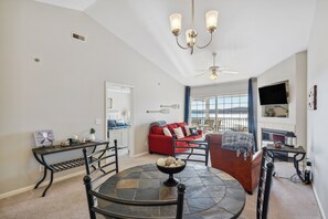 TV, fireplace - Condo w/ Balcony & Views in Lake of the Ozarks (Lake Ozark)