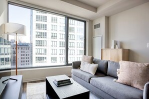 TV, stereo - Airy Chinatown/Theater District 1BR w/ Gym & W/D, nr T, by Blueground (Boston)