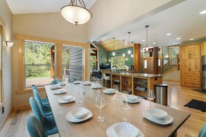 Dining - 4000sqft, 1-acre Custom Cabin Retreat w Game Room, Hot Tub & Sauna @Mt Hood (Rhododendron)