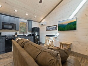 Cabin, 1 giường cỡ queen và sofa giường, bếp (unit 4) | Khu phòng khách | TV màn hình phẳng 40-inch có truyền hình cáp, TV 