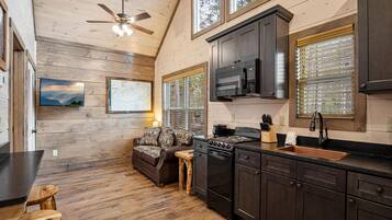 Stuga - 1 kingsize-säng - balkong - utsikt mot bergen (Unit 2) | Eget kök | Kylskåp, mikrovågsugn, ugn och spishäll