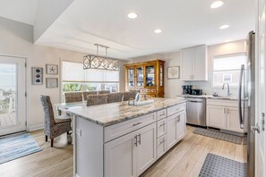 Fridge, microwave, stovetop, dishwasher - Gorgeous 2nd Row Oceanview 4 Bedroom Home with Large Salt Water Pool (Oak Island)