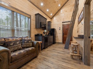 Cabin, 2 Queen Beds, Kitchen, Mountain View (unit 1) | Living area