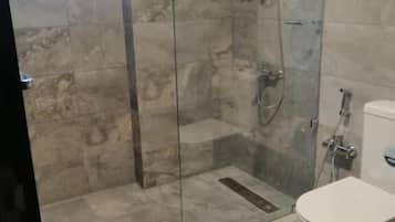 Secadora de cabello, pantuflas, bidet, toallas