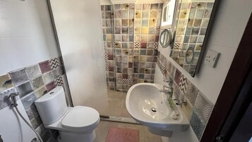 Secador de pelo, pantuflas, bidet, toallas