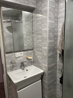 Hair dryer, soap, toilet paper
